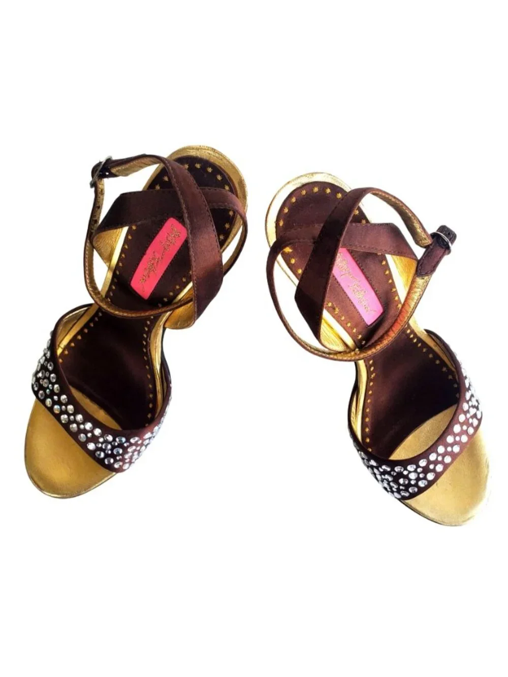 Y2K Vintage Betsey Johnson Cristie Rhinestone Platform Sandals Size 7